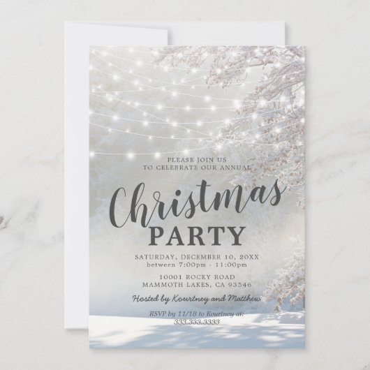 Invitation Fête de Noël au temps de Noël blanc (Devant)