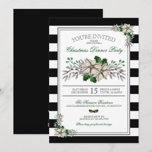 Invitation Fête de Noël au thème aquarelle poinsettia blanc