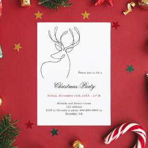 Invitation Fête de Noël au thème rennes doodle