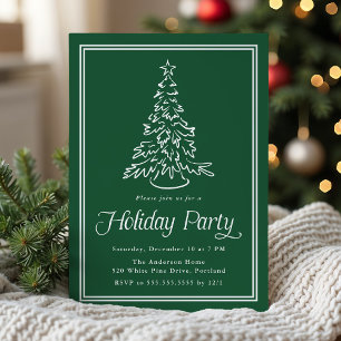 Invitation Fête de Noël autour de l'arbre de Noël vert classi