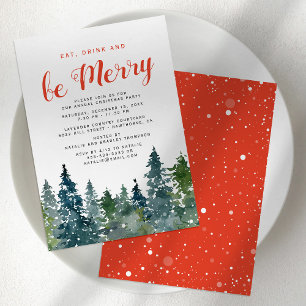 Invitation Fête de Noël autour d'un sapin rustique