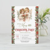 Invitation Fête de Noël aux anges victoriens rétro élégants (Debout devant)