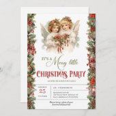 Invitation Fête de Noël aux anges victoriens rétro élégants (Devant / Derrière)