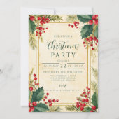 Invitation Fête de Noël aux baies de houx classiques (Devant)
