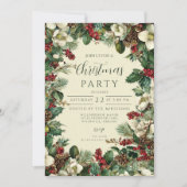Invitation Fête de Noël aux Baies de Verdure Rustique (Devant)