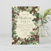 Invitation Fête de Noël aux Baies de Verdure Rustique (Debout devant)