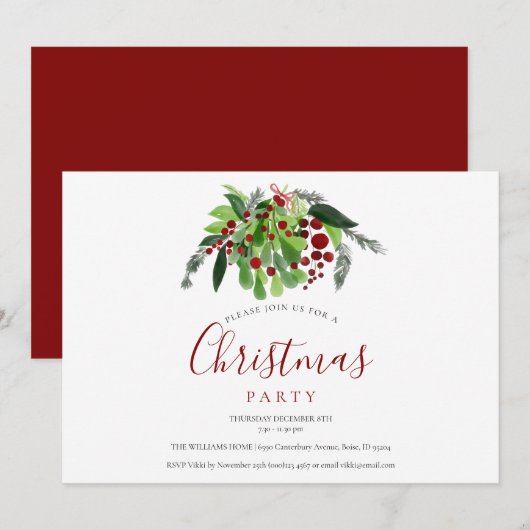 Invitation Fête de Noël aux Baies Rouges (Devant / Derrière)