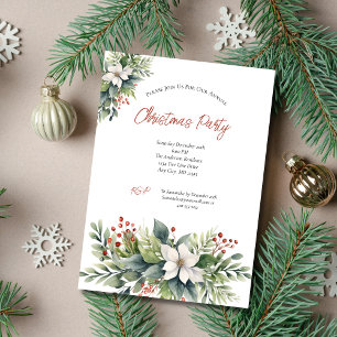Invitation Fête de Noël aux baies rouges de Poinsettia