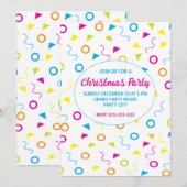 Invitation Fête de Noël aux couleurs géométriques (Devant / Derrière)