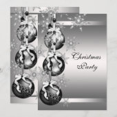 Invitation Fête de Noël aux Flocons d'Argent (Devant / Derrière)