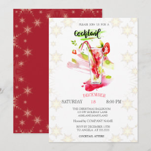 Invitation Fête de Noël aux flocons de cocktail