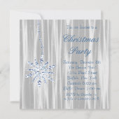 Invitation Fête de Noël aux flocons de neige bleus et blancs (Dos)