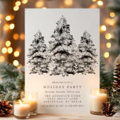 Invitation Fête de Noël aux Pins enneigés
