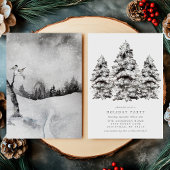 Invitation Fête de Noël aux Pins enneigés
