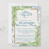 Invitation Fête de Noël aux poissons blancs bleus (Devant)