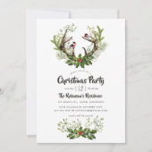 Invitation Fête de Noël aux rennes rustiques à l'aquarelle (Devant)