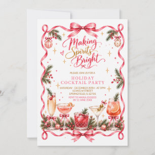 Invitation Fête de Noël aux spiritueux roses et lumineux