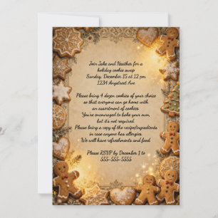 Invitation Fête de Noël avec biscuits de Noël