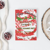 Invitation Fête de Noël avec biscuits rouges et dorés/Invitat