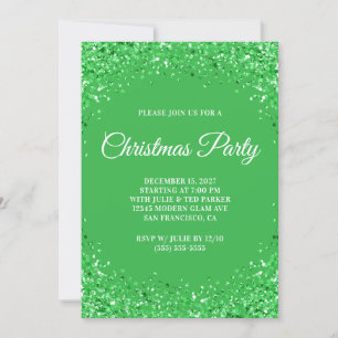 Invitation Fête de Noël avec Bordure Verte Pailletée