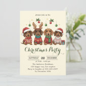 Invitation Fête de Noël avec de mignons chiens Dachshund (Debout devant)