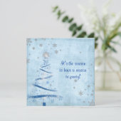 Invitation Fête de Noël avec des flocons d'argent (Debout devant)