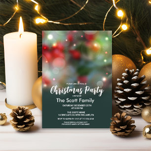 Invitation Fête de Noël avec des lumières de Noël