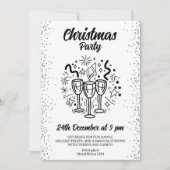 Invitation Fête de Noël avec des lunettes de Champagne (Devant)