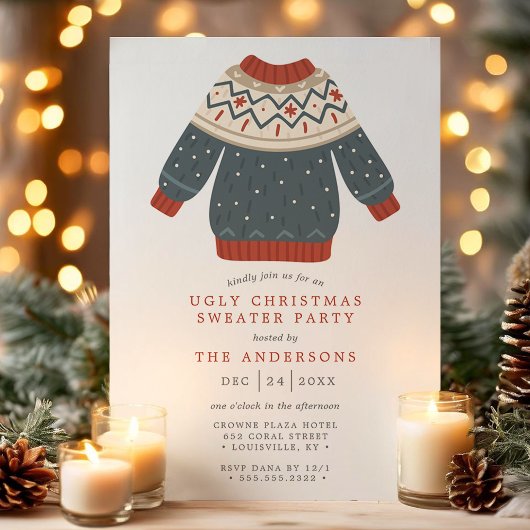 Invitation Fête de Noël avec des pulls moches ringards et drô