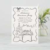 Invitation Fête de Noël avec Doodles à main fantaisie (Debout devant)