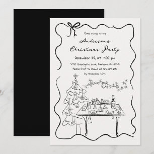 Invitation Fête de Noël avec Doodles à main fantaisie