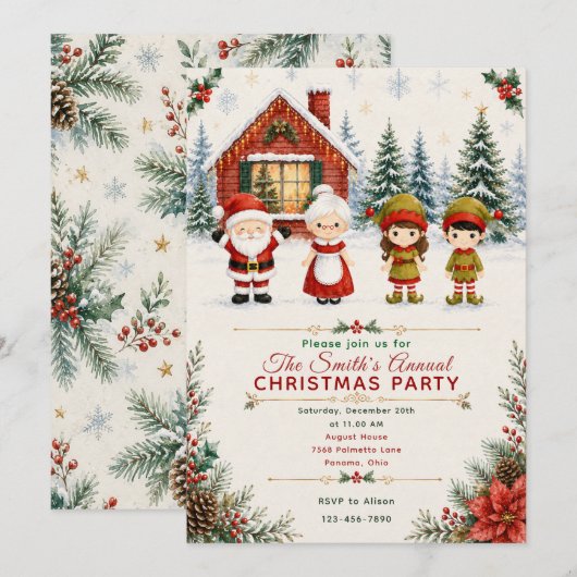 Invitation Fête de Noël avec le Père Noël (Devant / Derrière)