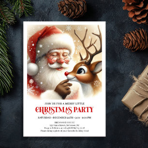 Invitation Fête de Noël avec le Père Noël et Rudolph, réunion