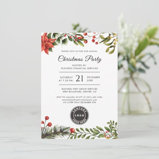 Invitation Fête de Noël avec logo d'entreprise (Debout devant)