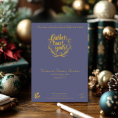 Invitation Fête de Noël avec Lunettes de vin sur violet