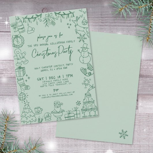 Invitation Fête de Noël avec main fantaisie