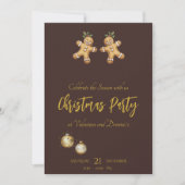 Invitation Fête de Noël avec pain d'épices sur café Brown (Devant)