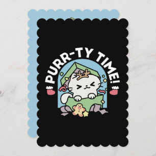 Invitation Fête de Noël avec Purr-ty Time Cat