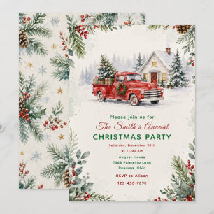 Invitation Fête de Noël avec un camion vintage