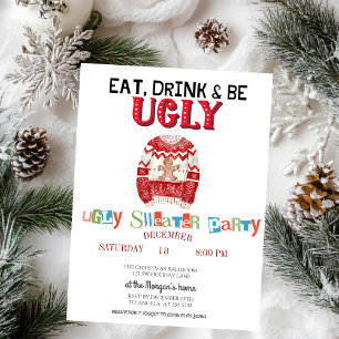 Invitation Fête de Noël avec un joli pull moche