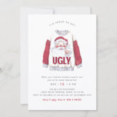 Invitation Fête de Noël avec un pull aquarelle laid (Devant)