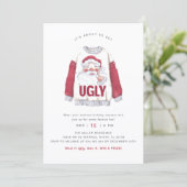 Invitation Fête de Noël avec un pull aquarelle laid (Debout devant)