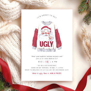 Invitation Fête de Noël avec un pull aquarelle laid