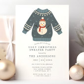Invitation Fête de Noël avec un pull moche de neige