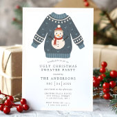 Invitation Fête de Noël avec un pull moche de neige