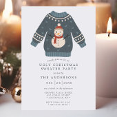 Invitation Fête de Noël avec un pull moche de neige