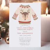 Invitation Fête de Noël avec un pull moche de renne