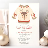 Invitation Fête de Noël avec un pull moche de renne