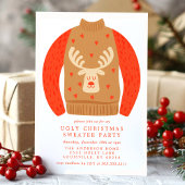 Invitation Fête de Noël avec un pull moche de renne kitsch