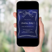 Invitation Fête de Noël avec un ruban bleu